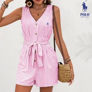 Ralph Lauren - Striped Linen Belted Romper